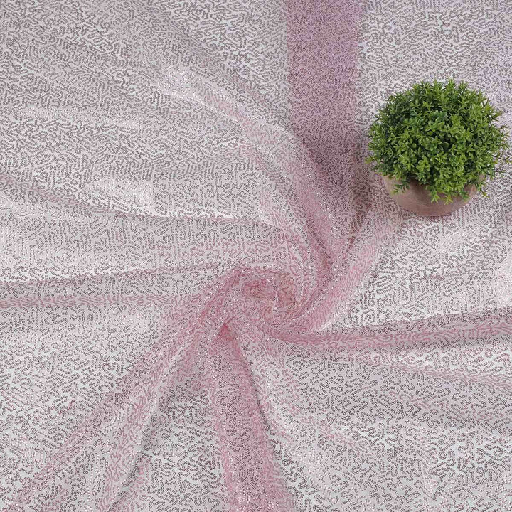 Sequine Embroidery on Polyester net Fabric SAP553BP