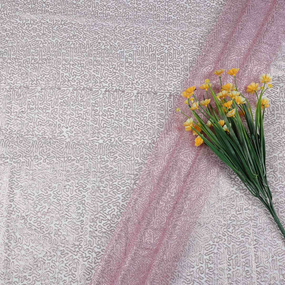 Sequine Embroidery on Polyester net Fabric SAP553BP