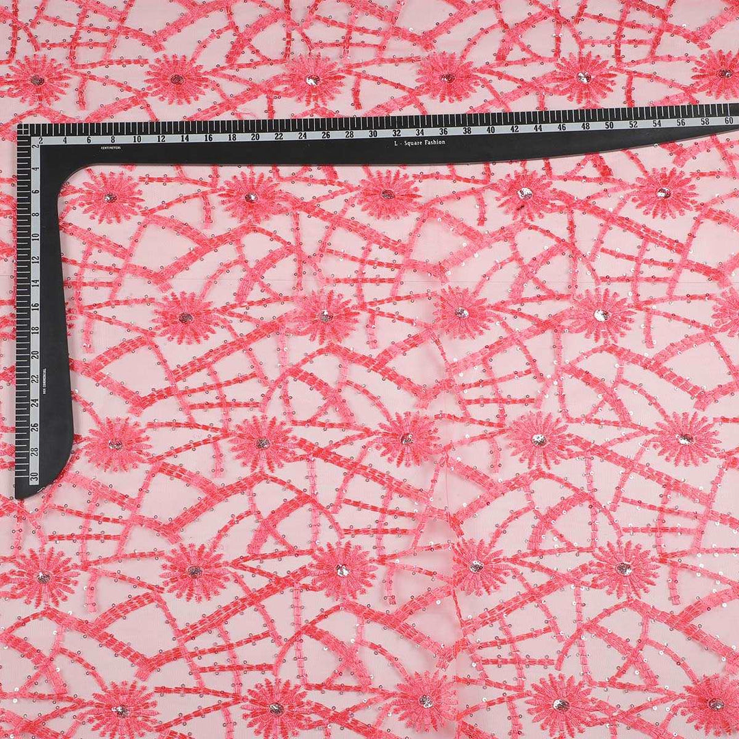 Sequine Embroidery on Nylon net Fabrics SAP491BP