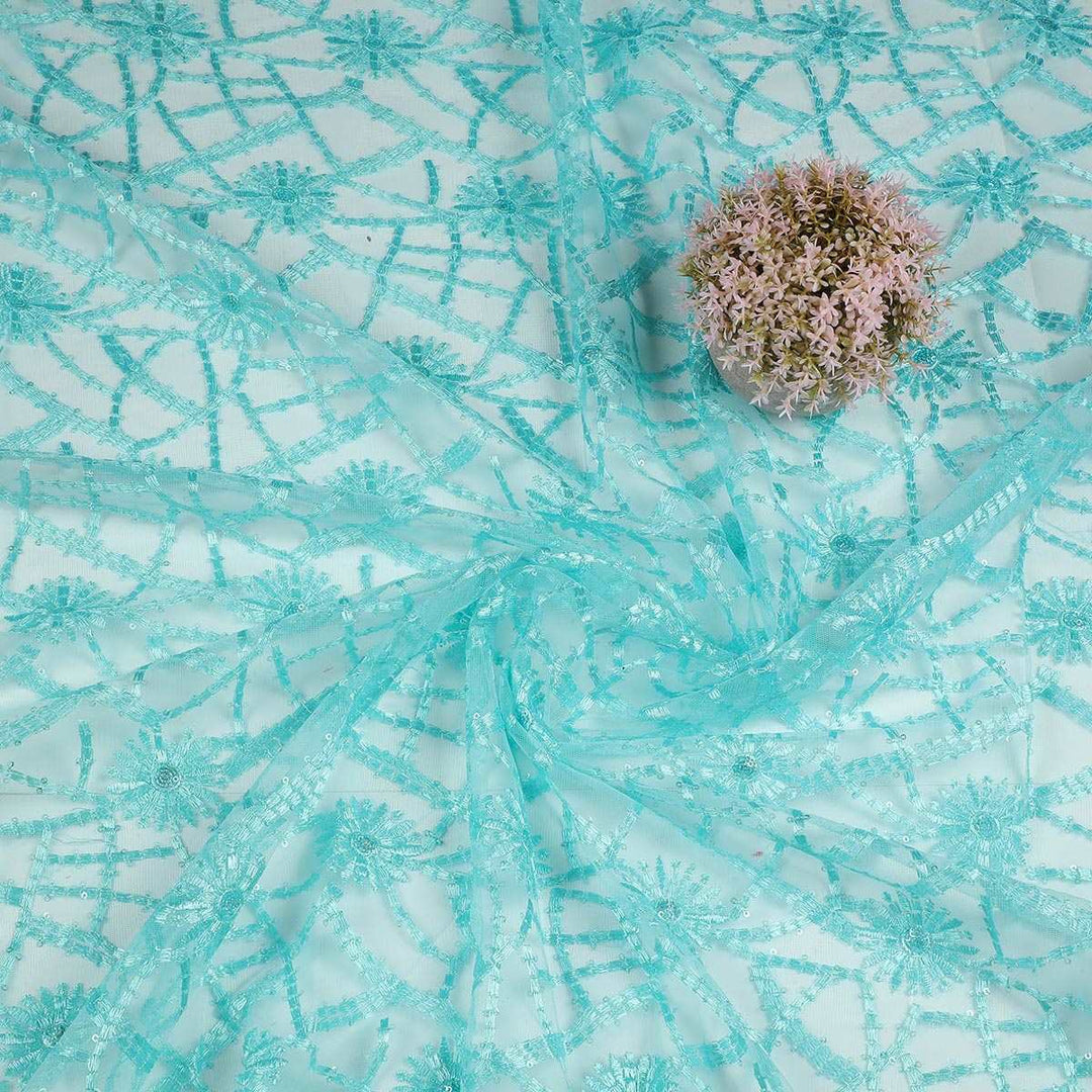 Sequine Embroidery on Nylon net Fabrics SAP491BP