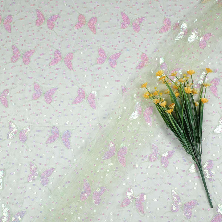 Sequine Embroidery on Nylon net Fabric SAP589BP