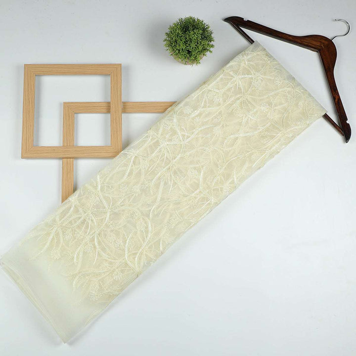 Chain Stitch Embroidery with Fur cording on Polyester net-URG03BP